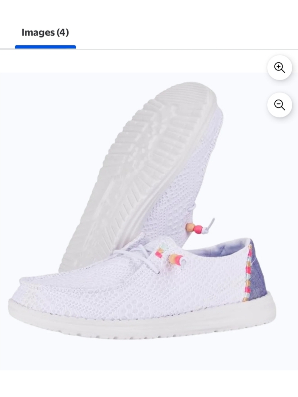 Hey Dude Wendy Boho Crochet  Lightweight White Knit Slip-On Sneakers Sz.7